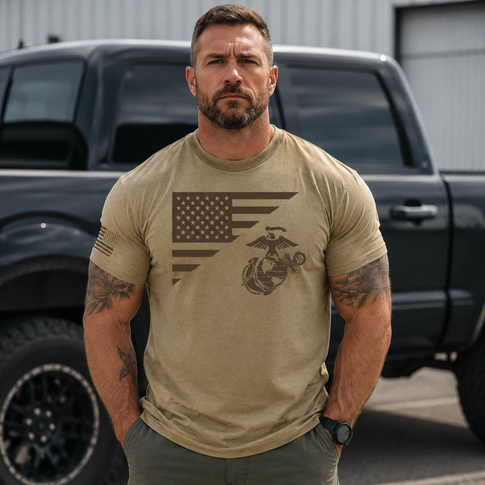 USMC Split Flag Coyote Brown Shirt