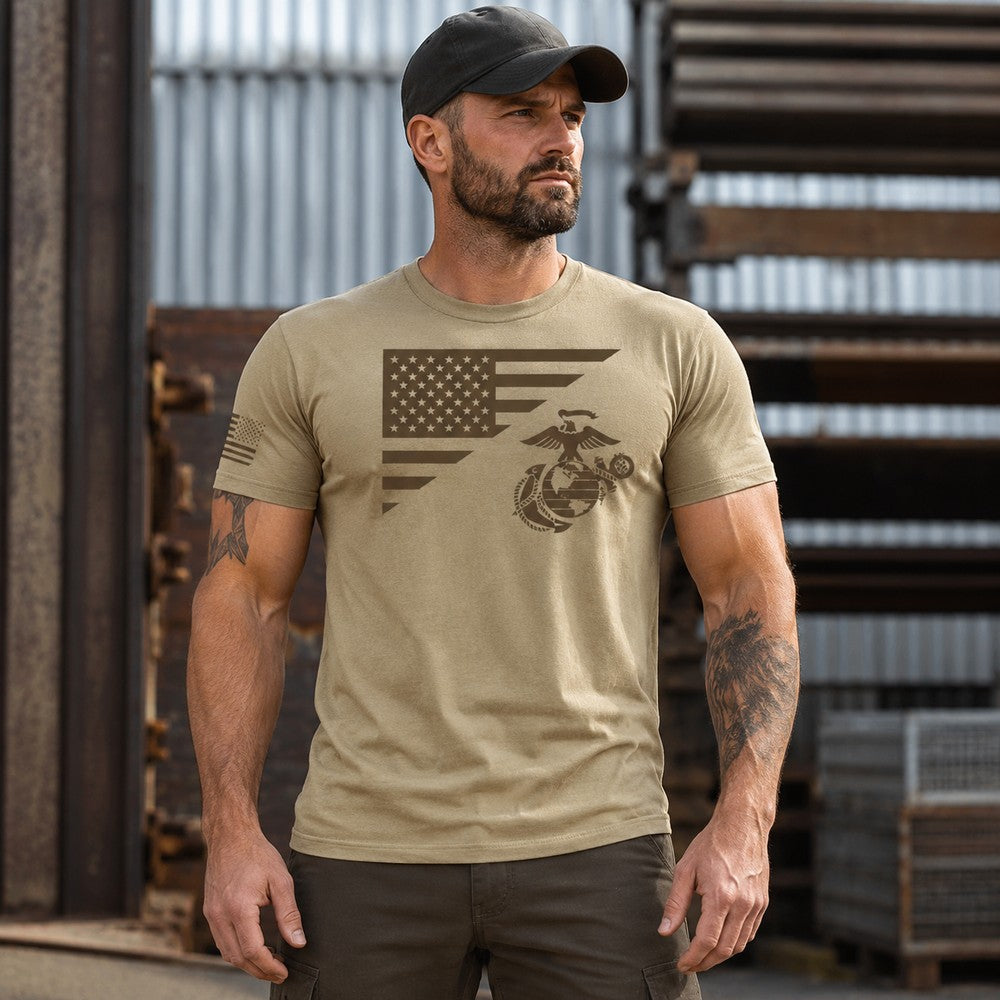 USMC Split Flag Coyote Brown Shirt